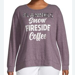 Holiday Time Women’s Plus Size Holiday Long Sleeve T - Shirt 1X Purple Pearl